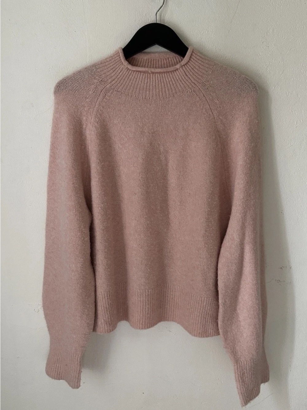J.Crew Women's Pink Alpaca Merino Wool Sweater Small Mock Neck Raglan Sleeve